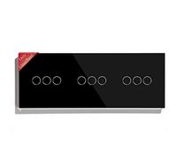 BSEED Nueva Versión Interruptor de Luz de Pared Panel de Vidrio Táctil Solo Triple 3 Gang Negro 228 mm * 86 mm