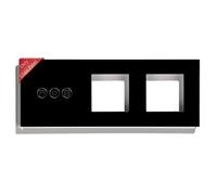 BSEED Panel de marco de vidrio con marco doble para WiFi Interruptor Persiana y enchufe doble,cristal panel de vidrio para WiFi Interruptor Persiana y toma de Negro 228 mm