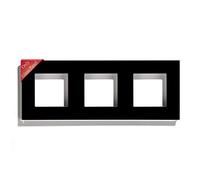 BSEED Panel de vidrio con marco para interruptores de luz y enchufes Panel de vidrio de vidrio para interruptores de luz de pared y enchufes Negro 228 mm