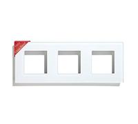 BSEED Panel de vidrio con marco para interruptores de luz y enchufes Panel de vidrio de vidrio para interruptores de luz de pared y enchufes Blanco 228 mm