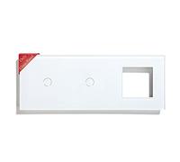BSEED Panel de Vidrio para Interruptor de Luz y Enchufe de Pared, Marco 1 Gang+1 Gang, Blanco, 228 mm
