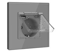 BSEED Schuko Enchufe con USB y Puerto Tipo C, Tapa Impermeable Enchufe Oculto con USB C, 16 Amperes, para Habitación Húmeda, Exterior e Interior, 1 Ranura Gris