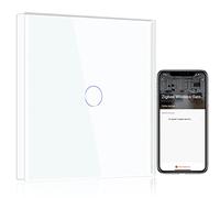 BSEED Smart ZigBee Interruptor de Luz Blanco,1 Gang 1 Vía Interruptor Inteligente,Compatible con Alexa y Google Home, Control de APP y Función de Temporizador(Zigbee Gateway Hub Requerido)
