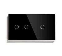 BSEED Táctil Dimmer (NON-WIFI) 2 Gang 1 Way and WIFI Cambiar 1 Gang 1 Way (Se Necesita Cable Neutro) Panel de Vidrio 157 * 86 Interruptor de La Luz de La pared Negro