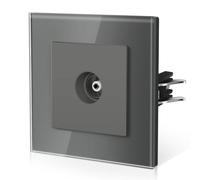 BSEED TV Enchufe Con Cristal,Enchufe Pared con Garfio,E-Series,TV Enchufe,86mm Gris