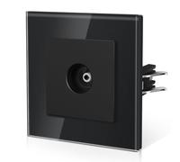 BSEED TV Enchufe Con Cristal,Enchufe Pared con Garfio,E-Series,TV Enchufe,86mm Negro