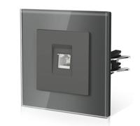 BSEED TV Enchufe Con Cristal,Enchufe Pared con Garfio,E-Series,Una CAT6,86mm Gris