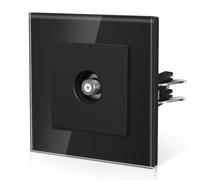 BSEED TV Enchufe Con Cristal,Enchufe Pared con Garfio,E-Series,Una Satélite,86mm Negro