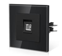 BSEED TV Enchufe Con Cristal,Enchufe Pared con Garfio,E-Series,Una Teléfono,86mm Negro