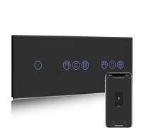 BSEED WiFi Interruptor Persiana Doble con Interruptor Negro,1 Gang 1 Vía Interruptor de Pared Compatible con Alexa y Google Home, Control por APP o Voz, Función de Temporizador, Requiere Cable Neutro