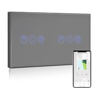 BSEED WiFi Interruptor Persiana Doble Gris,1 Gang 1 Vía Interruptor de Pared Smart Compatible con Alexa y Google Home, Control por APP o Voz, Función de Temporizador, Requiere Cable Neutro