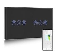 BSEED WiFi Interruptor Persiana Doble Negro,1 Gang 1 Vía Interruptor de Pared Smart Compatible con Alexa y Google Home, Control por APP o Voz, Función de Temporizador, Requiere Cable Neutro