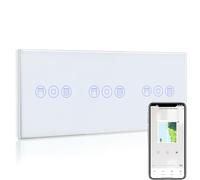 BSEED WiFi Interruptor Persiana Triple Blanco,1 Gang 1 Vía Interruptor de Pared Smart Compatible con Alexa y Google Home, Control por APP o Voz, Función de Temporizador, Requiere Cable Neutro