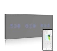 BSEED WiFi Interruptor Persiana Triple Gris,1 Gang 1 Vía Interruptor de Pared Smart Compatible con Alexa y Google Home, Control por APP o Voz, Función de Temporizador, Requiere Cable Neutro