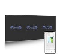 BSEED WiFi Interruptor Persiana Triple Negro,1 Gang 1 Vía Interruptor de Pared Smart Compatible con Alexa y Google Home, Control por APP o Voz, Función de Temporizador, Requiere Cable Neutro
