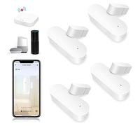 BSEED Zigbee Detector Ventana Puerta 4 Pack,Sensor Alarma Antirrobo Para La Seguridad Tienda Hogar Contra Ladrones, Compatible Tuya Alexa Google Home, Se Requiere Concentrador