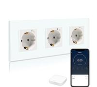 BSEED Zigbee Enchufe de Pared con Monitor de Energía,Triple Enchufe Inteligente Compatible con Alexa/Google Home,Programable con Temporizador,Control Remoto por APP,16A Zigbee Enchufe de Pared Blanco