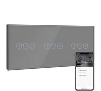 BSEED ZigBee Interruptor de Atenuador Inteligente Triple Gris,Interruptor regulador de luz compatible con Alexa y Google Home,Control de APP y Función de Temporizador(Zigbee Gateway Hub Requerido)