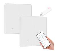BSEED Zigbee Interruptor de luz inteligente de 2 vías, 2 vías, funciona con Amazon Alexa/Google Home/Tuya/Smart Life, color blanco, 2 unidades (requiere cable neutro y puerta de enlace Zigbee)