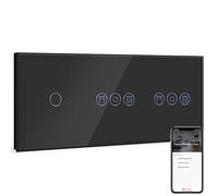 BSEED Zigbee Interruptor Persiana Doble con Interruptor Inteligente Negro,1 Gang 1Vía Interruptor de Pared Compatible con Amazon Alexa y Google Home,Control por APP o Voz(Tuya Gateway Hub Requerido)