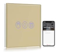 BSEED ZigBee Interruptor Persiana WIFI Oro,ZigBee Interruptor Inteligente Compatible con Tuya,Alexa y Google Home,Control de APP y Función de Temporizador,2,4Ghz Alexa Interruptor Persiana