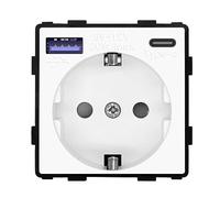 BSEED Zócalo Schuko con cargador rápido usb C 20W, botón de función de toma de corriente USB tipo C, enchufe empotrado, blanco
