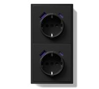 BSEEDLIFE Doble Enchufe Pared,Enchufe Pared Schuko con Carga Rápida USB A/Tipo C de 20 W de Empotrar 2 Gang,16A,Marco Para PC,Fácil Instalación,Garras Plegables,150 * 80mm Negro