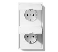 BSEEDLIFE Doble Enchufe Pared,Enchufe Schuko con Tapa Impermeable de Empotrar 2 Gang,16A,Marco Para PC,Fácil Instalación,Garras Plegables,150 * 80mm Blanco