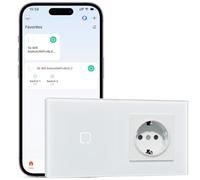 BSEEDLIFE Enchufe con Interruptor Inteligente WiFi Empotrado,Smart Interruptor con Enchufe Táctil Pared,1 Gang 1 Vía 86 * 86 mm,Compatible con Alexa y Google Home (Aplicación Tuya/Smart Life),Blanco