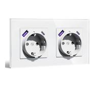 BSEEDLIFE Enchufe con USB Pared,Enchufe Doble Pared Empotrable Estándar con 20 W USB-A/C,157 * 86mm 2 Gang 16A,Toma de Corriente,Fácil Instalación,Blanco