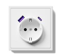 BSEEDLIFE Enchufe Pared,Enchufe Pared Schuko con Carga Rápida USB A/Tipo C de 20 W de Empotrar 1 Gang,16A,Marco Para PC,Fácil Instalación,Garras Plegables,80 * 80mm Blanco