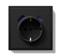 BSEEDLIFE Enchufe Pared,Enchufe Pared Schuko con Carga Rápida USB A/Tipo C de 20 W de Empotrar 1 Gang,16A,Marco Para PC,Fácil Instalación,Garras Plegables,80 * 80mm Negro