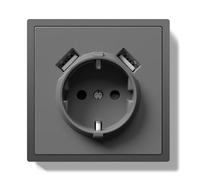 BSEEDLIFE Enchufe Pared,Enchufe Pared Schuko con Dos Puertos USB de Empotrar 1 Gang,16A,Marco Para PC,Fácil Instalación,Garras Plegables,80 * 80mm Gris