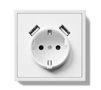 BSEEDLIFE Enchufe Pared,Enchufe Pared Schuko con Dos Puertos USB de Empotrar 1 Gang,16A,Marco Para PC,Fácil Instalación,Garras Plegables,80 * 80mm Blanco