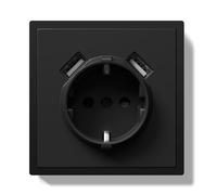 BSEEDLIFE Enchufe Pared,Enchufe Pared Schuko con Dos Puertos USB de Empotrar 1 Gang,16A,Marco Para PC,Fácil Instalación,Garras Plegables,80 * 80mm Negro