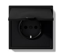 BSEEDLIFE Enchufe Pared,Enchufe Pared Schuko con Tapa Impermeable de Empotrar 1 Gang,16A,Marco Para PC,Fácil Instalación,Garras Plegables,80 * 80mm Negro