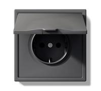 BSEEDLIFE Enchufe Pared,Enchufe Pared Schuko con Tapa Impermeable de Empotrar 1 Gang,16A,Marco Para PC,Fácil Instalación,Garras Plegables,80 * 80mm Gris