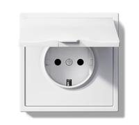 BSEEDLIFE Enchufe Pared,Enchufe Pared Schuko con Tapa Impermeable de Empotrar 1 Gang,16A,Marco Para PC,Fácil Instalación,Garras Plegables,80 * 80mm Blanco