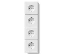 BSEEDLIFE Enchufe Pared,Enchufe Pared Schuko de Empotrar 4 Gang,16A,Marco Para PC,Fácil Instalación,Garras Plegables,290 * 80mm Blanco