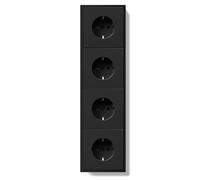 BSEEDLIFE Enchufe Pared,Enchufe Pared Schuko de Empotrar 4 Gang,16A,Marco Para PC,Fácil Instalación,Garras Plegables,290 * 80mm Negro