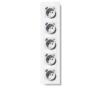 BSEEDLIFE Enchufe Pared,Enchufe Schuko de Empotrar 5 Gang 16A con USB-C 20W Carga Rápida USB-A,Marco de Cristal,Fácil Instalación,Garras Plegables,Base Tipo F con Toma de Tierra,370 * 86mm Blanco