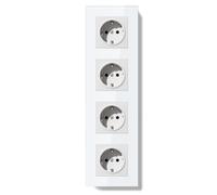 BSEEDLIFE Enchufe Pared,Enchufes Normas Europeas Schuko,299 * 86mm 4 Gang 16A,Marco de Cristal,Fácil Instalación,Blanco