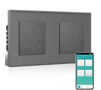 BSEEDLIFE Interruptor de luz inteligente empotrado, 4 vías, 2 interruptores Zigbee, interruptor de pared inteligente para Smart Home, compatible con Alexa, Google Home (a través de la aplicación Tuya