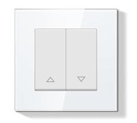 BSEEDLIFE Interruptor de Persiana Enrollable,Pulsador de Cortina con Marco de Cristal,Moderno Para Casa y Apartamento,Fácil Instalación (Abrazaderas y Garras),86 * 86mm Blanco