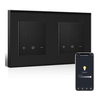BSEEDLIFE Interruptor doble con regulador de intensidad WiFi, interruptor de atenuación inteligente con marco de cristal, compatible con Alexa y Google Home, interruptor de luz empotrado regulable