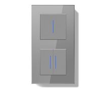 BSEEDLIFE Interruptor Doble Pared,Interruptor Conmutador de Pared con Marco de Cristal con LED Indicador,1 Gang 2 Vías+2 Gang 2 Vías,Fácil Instalación Diseño de Gancho de Garra,157 * 86mm Gris