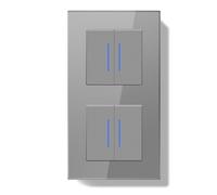 BSEEDLIFE Interruptor Doble Pared,Interruptor Conmutador de Pared con Marco de Cristal con LED Indicador,2 Gang 2 Vías+2 Gang 2 Vías,Fácil Instalación Diseño de Gancho de Garra,157 * 86mm Gris