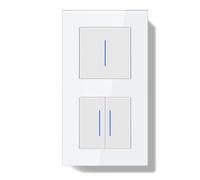 BSEEDLIFE Interruptor Doble Pared,Interruptor de Reinicio Conmutador de Pared con Marco de Cristal con LED Indicador,1 Gang 1 Vía+2 Gang 1 Vía,157 * 86mm Blanco(Reinicio automático Pulsadores)