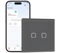 BSEEDLIFE Interruptor Inteligente WiFi Empotrado,Smart Interruptor Táctil Pared,2 Gang 1 Vía 86 * 86 mm,Compatible con Alexa y Google Home (Aplicación Tuya/Smart Life),Gris