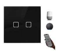 BSEEDLIFE Interruptor Inteligente WiFi Empotrado,Smart Interruptor Táctil Pared,2 Gang 1 Vía 86 * 86 mm,Compatible con Alexa y Google Home (Aplicación Tuya/Smart Life),Negro